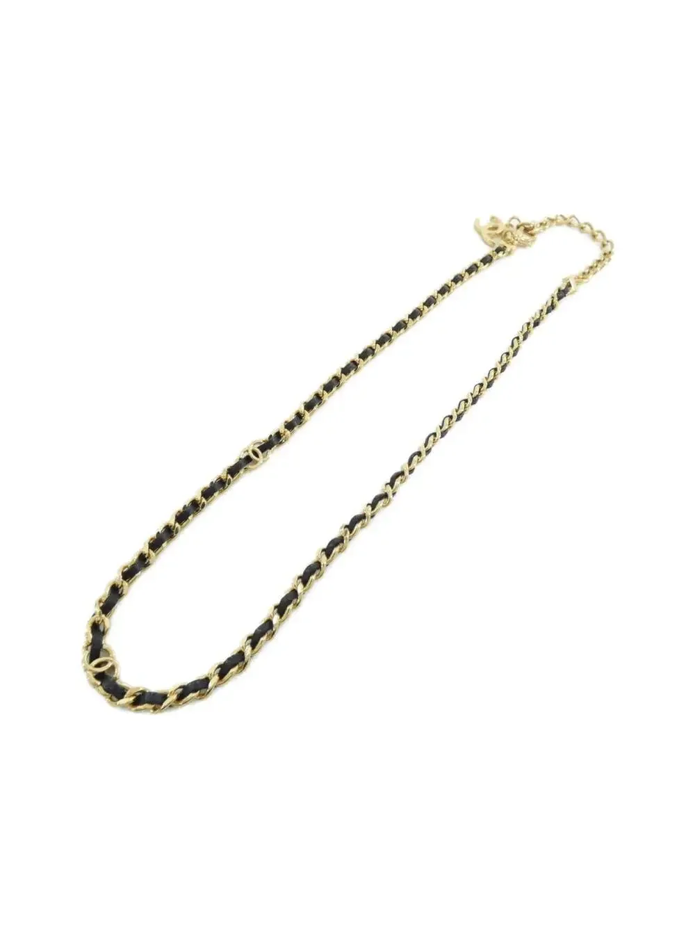 Chanel Pendant Necklace Black Leather #327508C13B